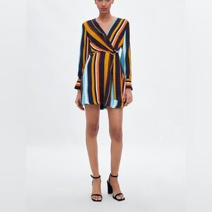 Zara Satin Long Sleeve Mini Dress